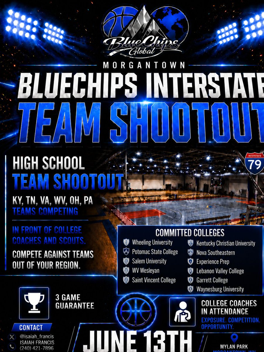 BlueChipsGlobal's tweet photo. Bethany College will be in attendance at our BlueChips Interstate Team Shootout June 13th 🔒‼️ #wvprepbb https://t.co/DP4HxV5mlK