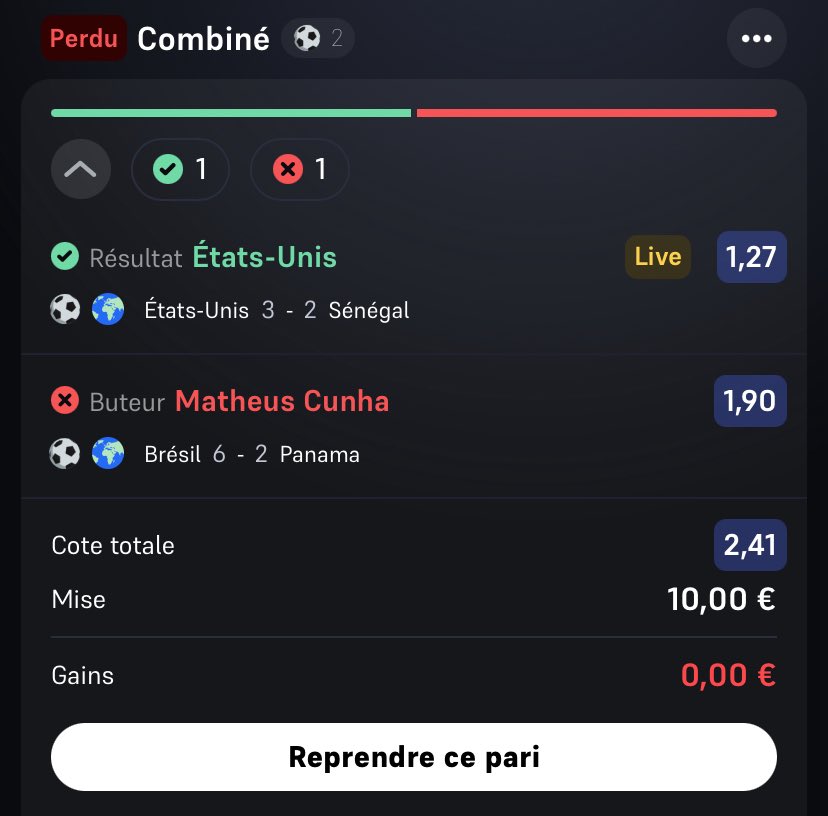 Sayf340's tweet photo. Bonjour @WinamaxSport comment se fait-il que mon pari est annoncé perdant alors que son remplaçant a marqué et que le pari est éligible à la « garantie remplaçant » ? https://t.co/2mTUr29ZF3
