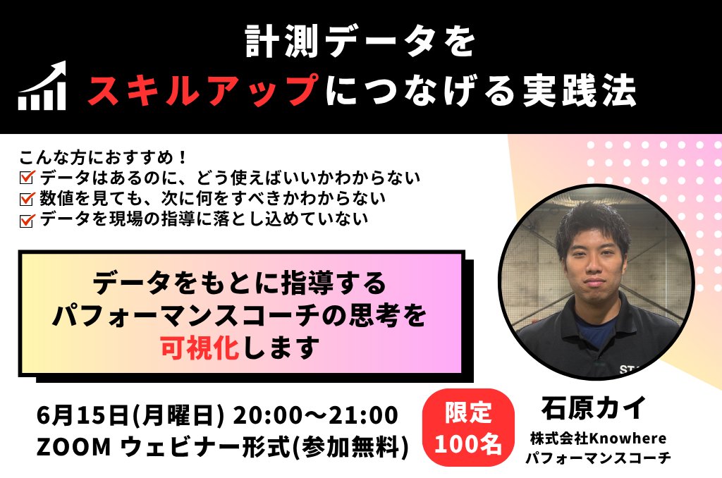 KnowhereSS's tweet photo. データをもとに指導するパフォーマンスコーチの思考を可視化します。
指導の際に、どのように要素を分解し、どのような思考で判断しているのかを分かりやすく解説します。
お申込みは下記フォームよりお願いいたします。
https://t.co/1rLcU3LLX4
#SmartScout #スマートスカウト #スマスカ https://t.co/nThidsJn9a