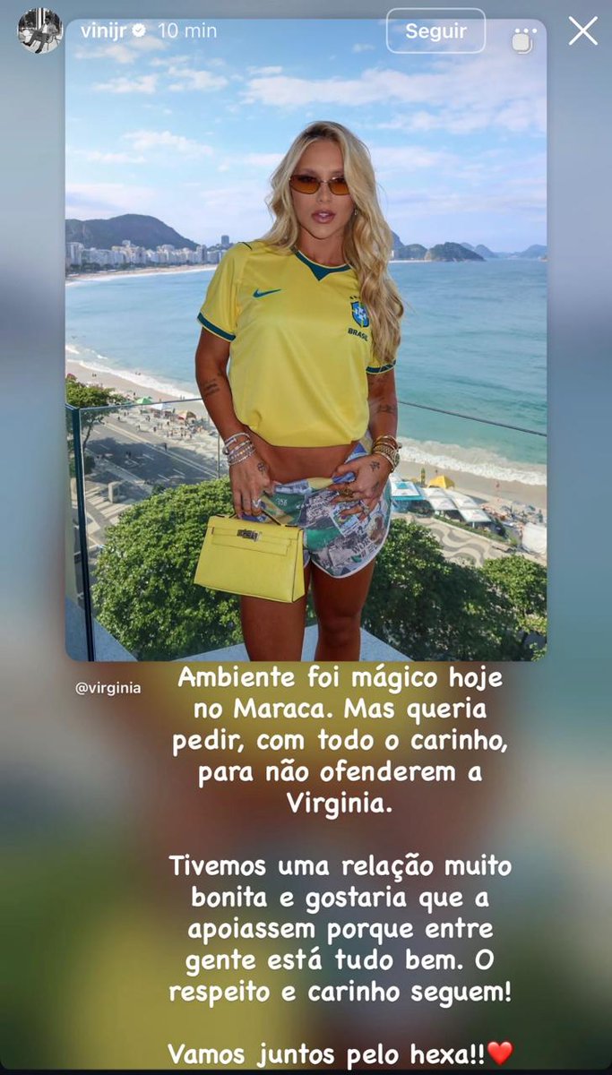 liberta___depre's tweet photo. Post do Vinicius Jr em seu Instagram.

Jogador da seleção brasileira saiu em defesa de Virginia Fonseca após torcedores no Maracanã insultar a influenciadora.

📷Divulgação https://t.co/5drOAaRvyQ