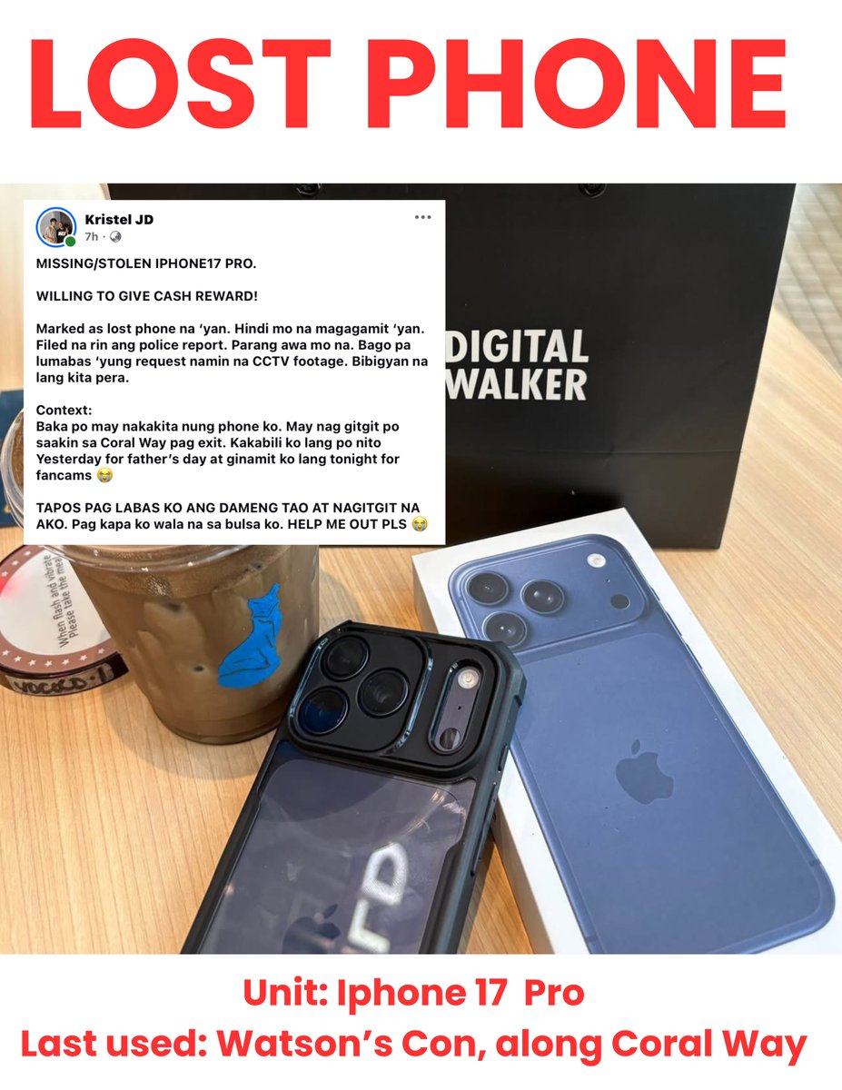 bxbyluna's tweet photo. ‼️LOST PHONE ‼️

Hi A'tin, helping a friend! 🥺

Baka po may nakakita. Pa help na din po spread or a simple retweet will do. Thank you po!❤️ https://t.co/ensCGh2ijS