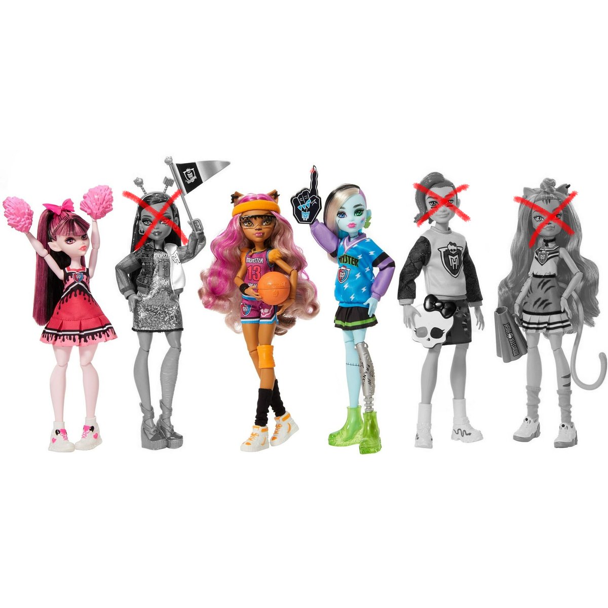 SeeingMount's tweet photo. The Monster High G3 Ghoul Spirit Six-pack will be re-released as a three pack

It seems like the remaining dolls, Draculaura, Clawdeen, and Frankie will remain mostly the same.

Draculaura's pompoms being black may be the only difference https://t.co/pcmODEwJmT