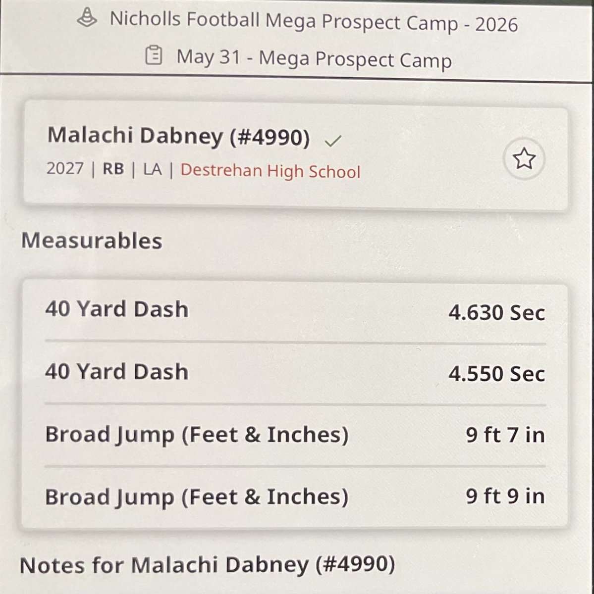 MDabneypvo's tweet photo. Had a amazing day Nicholls State Football Mega Camp. Keep getting better over time! https://t.co/hhcFt6fviY