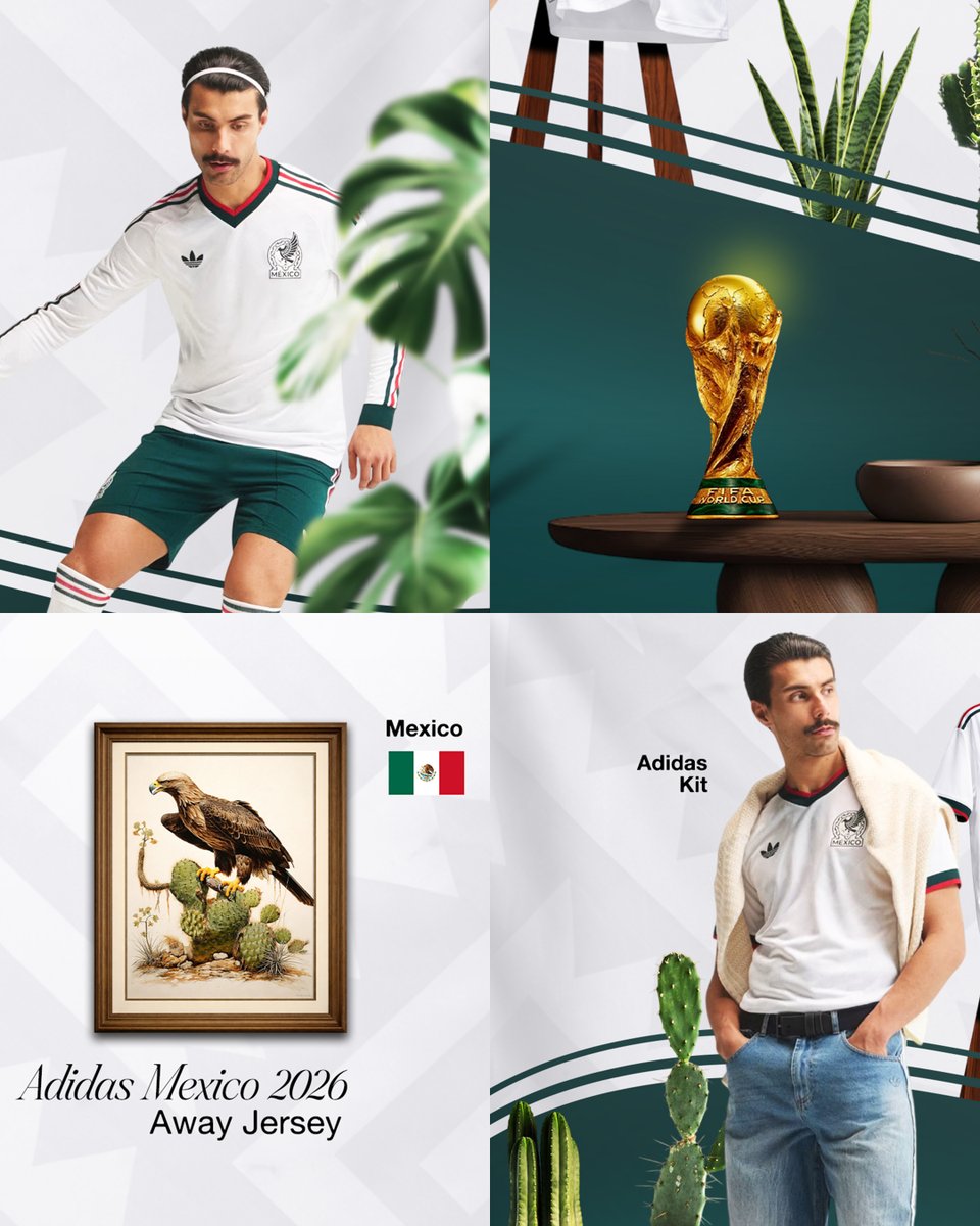 DeathCuteStudio's tweet photo. Mexico 2026. 🇲🇽⚽

A jersey carrying the culture, heritage, and identity of a nation.

My take on the 2026 World Cup kit through the lens of football, fashion, and design. 🎨👕

Thoughts? 👀

#worldcup #seleccionmexicana #football #posterdesign https://t.co/MxHuNZ3f2T