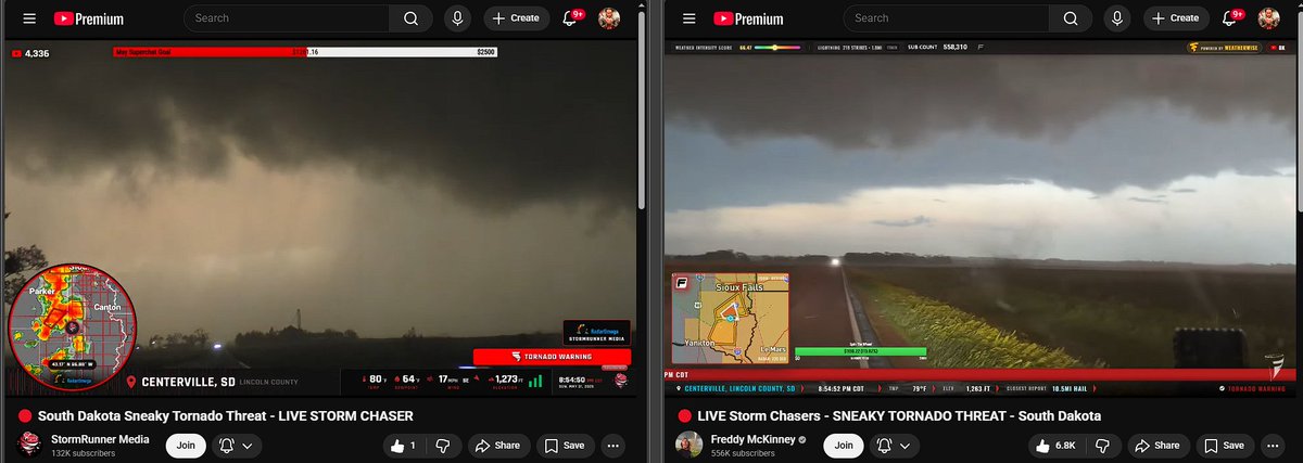 Weather_Lover's tweet photo. @StormRunnerWX &amp; @FreddyMcKinneyR are on a tornado right now in #SD #SDwx head to their streams right now!! It's been multiple vortex nothing fully condensed.

SRM: https://t.co/bjgt72wpBn

Freddy Mckinney: https://t.co/ArcOUI3jIP https://t.co/ZM5ZglrhMk