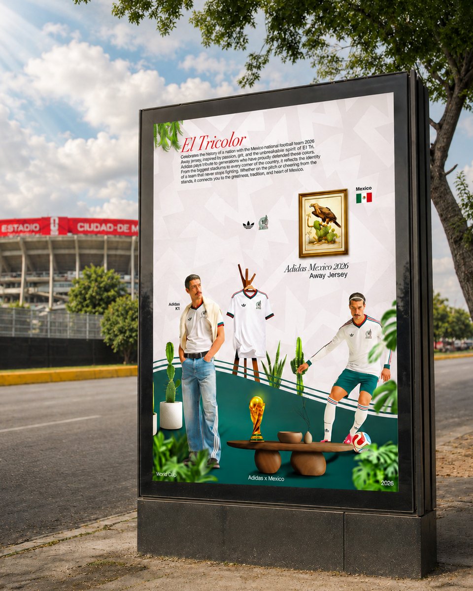 DeathCuteStudio's tweet photo. Mexico 2026. 🇲🇽⚽

A jersey carrying the culture, heritage, and identity of a nation.

My take on the 2026 World Cup kit through the lens of football, fashion, and design. 🎨👕

Thoughts? 👀

#worldcup #seleccionmexicana #football #posterdesign https://t.co/MxHuNZ3f2T