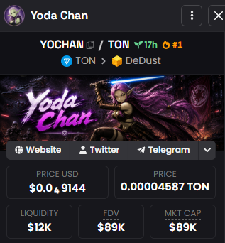 YodaChanGirl's tweet photo. $YOCHAN is on Dexscreener Trending Top #1 🔥
https://t.co/OeqQ0L4KVQ
#YOCHAN #Dexscreener #Trending https://t.co/TSw13P5xmz