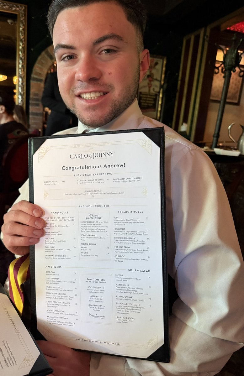 diamonddh's tweet photo. Drew enjoyed his first @TheRealJeffRuby meal after graduation today. Carlo and Johnny’s was spectacular, the food and service was exquisite. https://t.co/SQq4fCKTa1