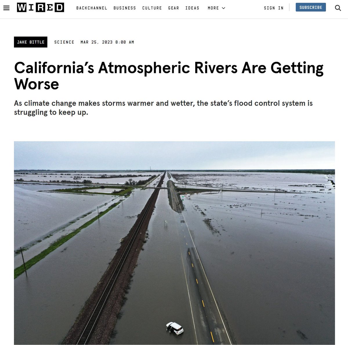 ChrisMartzWX's tweet photo. Ten years ago, WIRED was concerned that California was becoming too dry because of climate change. 

But more recently, WIRED is concerned California is becoming too wet.

Rain or sun, it’s your fault! https://t.co/GeoWff5cGz
