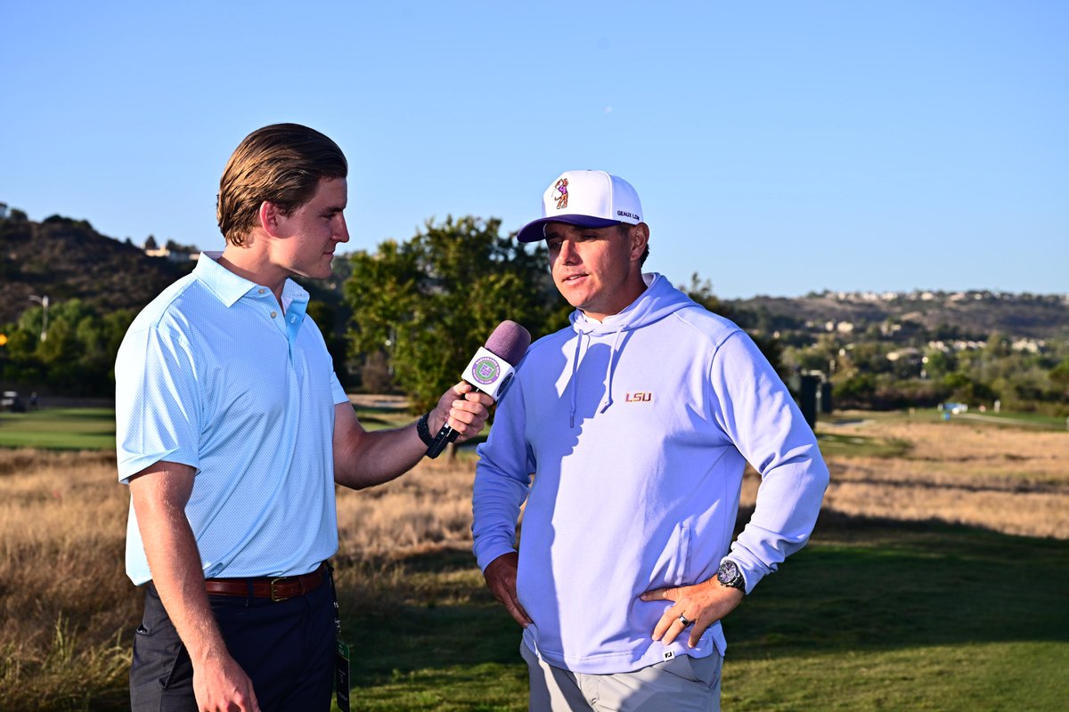 LSUMensGolf's tweet photo. The Fightin' Tigers of LSU! 🗣️

The Tigers just completed an 18-under round three to come back from as low as 30th place yesterday to T12 and make the top-15 team cut for round four of stroke play in Carlsbad. https://t.co/R6gLCuRHYV