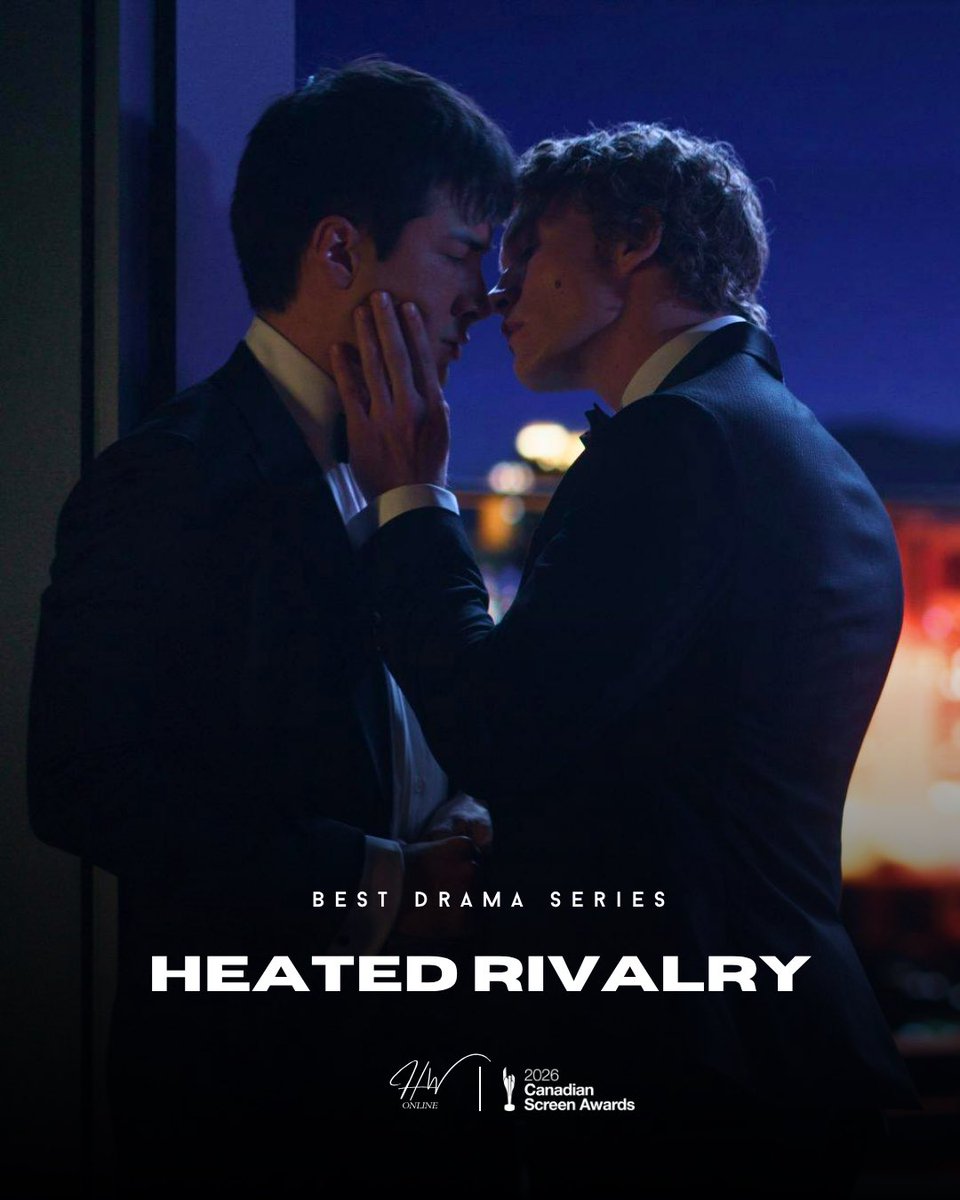 hudsonwonline's tweet photo. “Heated Rivalry” wins the award for ‘Best Drama Series’ at the 2026 Canadian Screen Awards! Congratulations to the entire cast and crew for this incredible achievement. 🏆 https://t.co/ryXvuOowz3