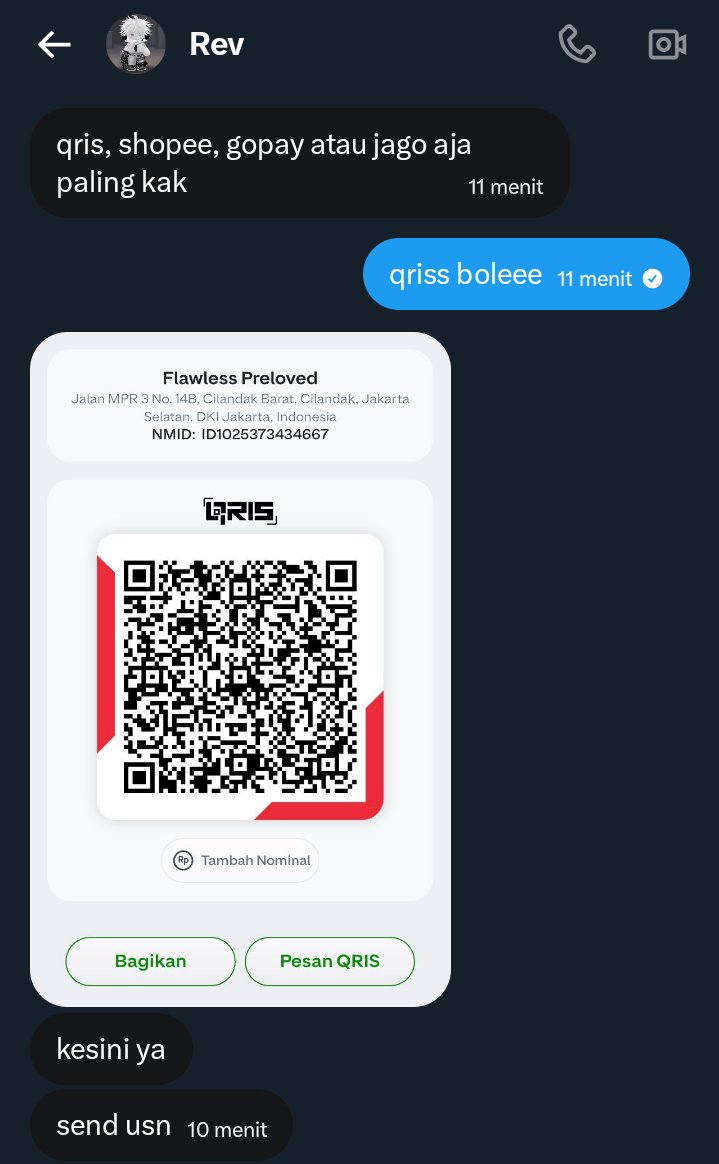 symbml's tweet photo. SCAM ROBUX @TRVRBLX 
qris : Flawless Preloved https://t.co/CmGv9GU94q