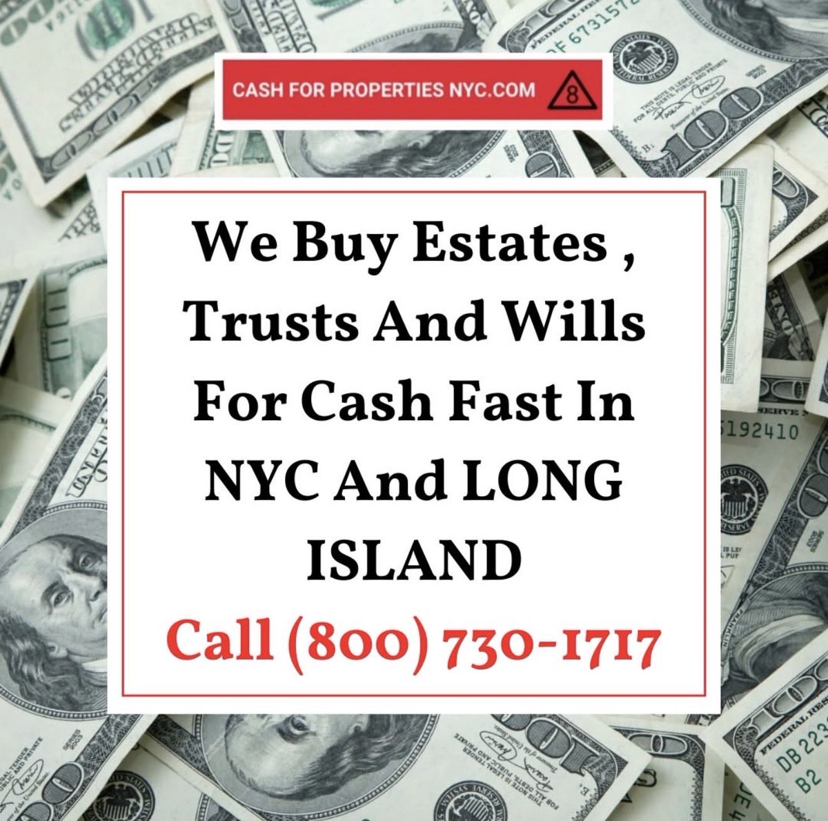 CashForProperty's tweet photo. https://t.co/vayTKKD52s , We Buy Estates , Trusts And Wills For Cash Fast In NYC And LONG ISLAND Call 800-730-1717 💰💰💰💰💰 #cashforpropertiesnyccorp #webuyestates #webuytrusts #webuywills #nycrealestate #longislandrealestate #8 https://t.co/OMH8rJFGCP