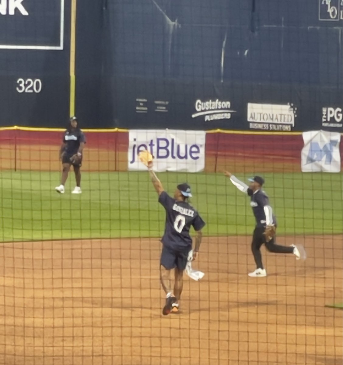 rdavis84's tweet photo. Great night in Worcester at Drake Maye charity softball game, just glad no injuries!

Gonzo in the house!

First play of game Doubs almost gets impaled by right field fence pole.

Spillane has awkward slide into third base.

Rhamondre gets tackled making play at second base. 

Edelman there but doesn’t play?
