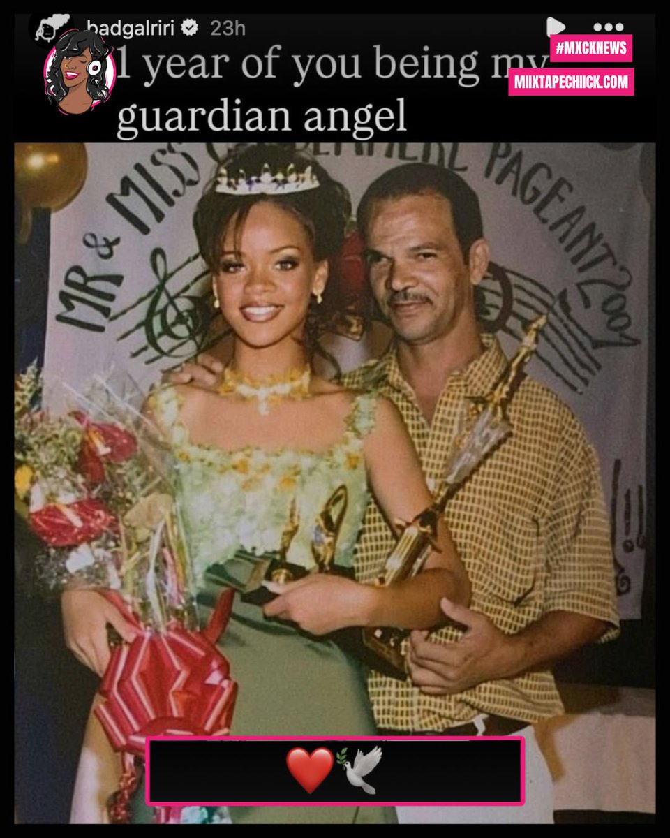 MXCKdotCom's tweet photo. Rihanna marked one year since the passing of her father Ronald Fenty with an Instagram Story, posting a throwback photo with the caption "1 year of you being my guardian angel." https://t.co/2H7iQUR1UE https://t.co/nDBnQpMr8a