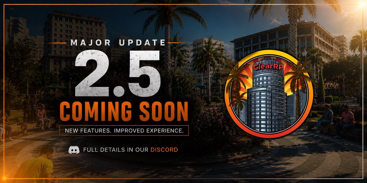 EdgeGamers's tweet photo. We are very proud to unveil our biggest update yet coming June 6th 2026... ClearRP 2.5! With the release of this update, comes what is basically a new server.  The advancements we have made will hopefully transform opinions and get  you all to log on and check it out!

Read more here,
https://t.co/fR8801Ucq3