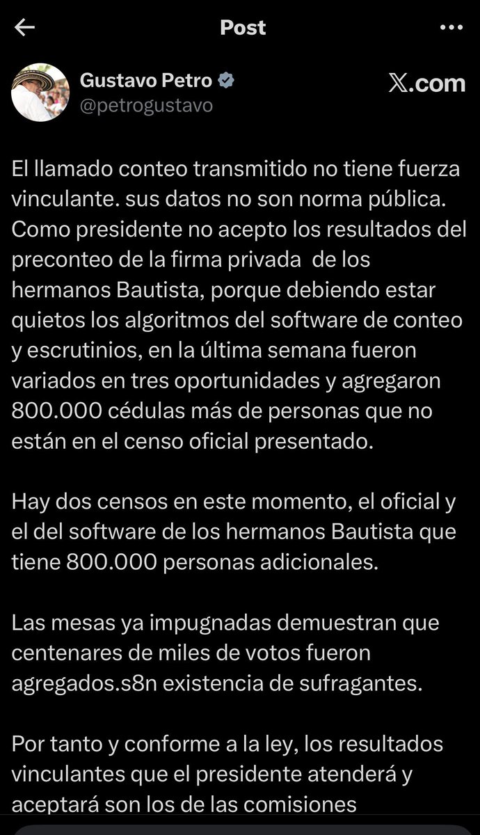 dimartillo's tweet photo. La izquierda, comenzando por @petrogustavo tiene que aprender que la democracia consiste en ganar y perder y que el verdadero demócrata se conoce, sobretodo, en la derrota. Qué vergüenza y qué peligro de Presidente!!! https://t.co/QX8zc4EdZI