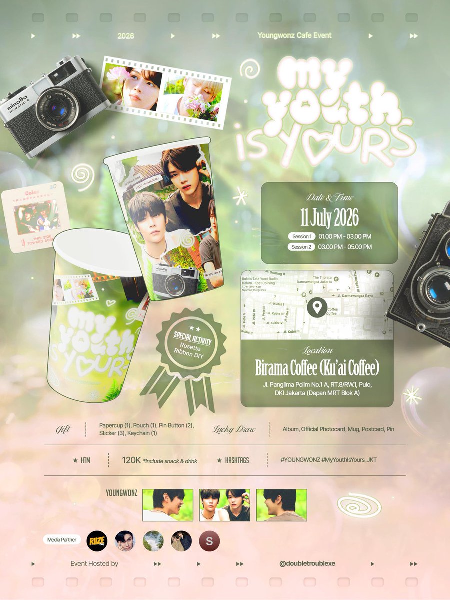 ALLINEUNSEOK's tweet photo. Youth only comes once in a lifetime! Just like #YOUNGWONZ, let's cherish our youth together and do something fun🦌🪨
🍃 𝓜𝔂 𝓨𝓸𝓾𝓽𝓱 𝓲𝓼 𝓨𝓸𝓾𝓻𝓼 🍃
📋 RSVP slot on June 1 (7:00 PM)
🖇️ sesi 1 : https://t.co/Us5wTA1fs0
sesi 2 : https://t.co/yBTEU37CEm
#MyYouthIsYours_JKT @doubletroublexe