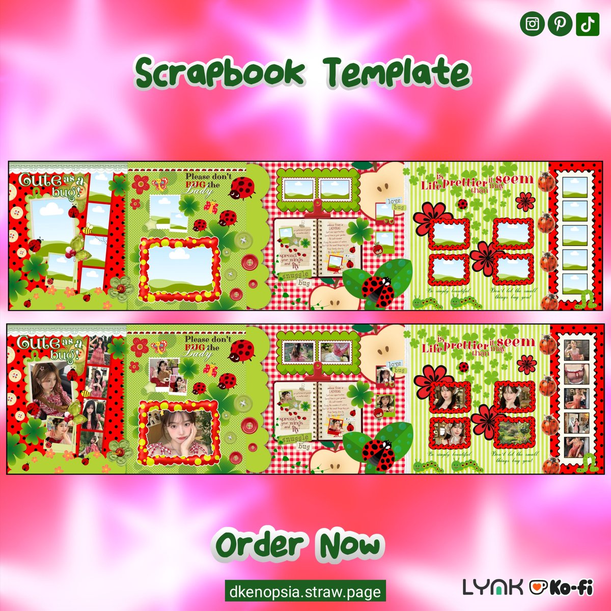 watermelon_ia's tweet photo. Template Canva Free Ladybug 🐞 

Information:
• 5 slide
• size 1080 x 1350/slide
• 24 frame
• You can use it WITHOUT Canva Pro (No need Pro)
⤵️
https://t.co/dxidFLAujo

#scrapbook #canva #template #canvafree #free #digitalproducts #digitalscrapbook #scrapbooking #juminocore https://t.co/m0HPv9jmlY