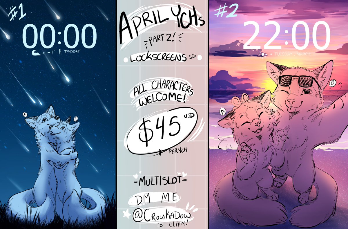 Crowkadow's tweet photo. I am also open to doing more of the beach and shooting star ychs if you prefer! Last chance for these ones too :> https://t.co/SclmFOOG9g