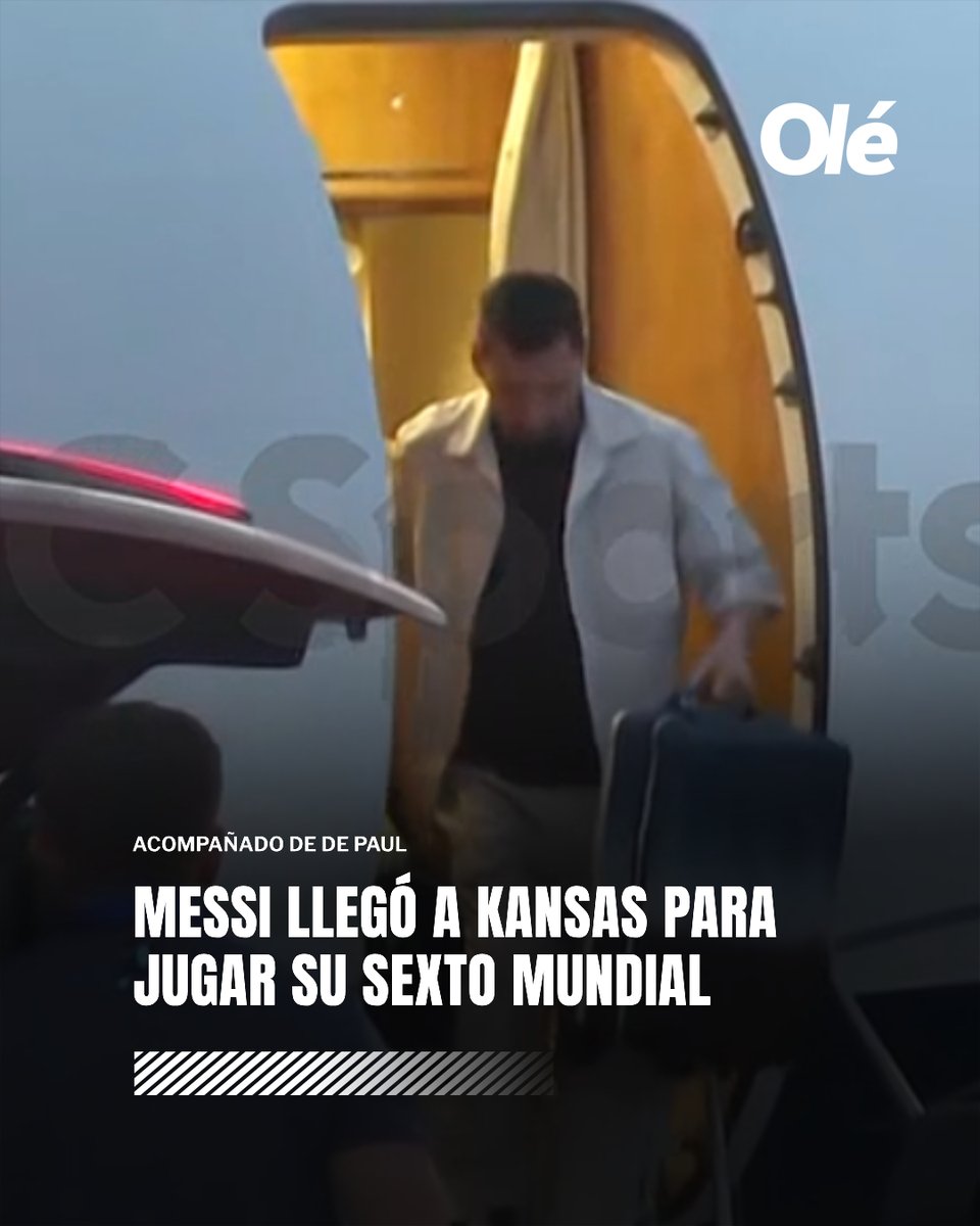 DiarioOle's tweet photo. 🛬🇦🇷 ¡MESSI YA ESTÁ EN KANSAS PARA SUMARSE A LA CONCENTRACIÓN ARGENTINA!

🫡 El capitán hará historia y disputará su SEXTO Mundial. https://t.co/Jh5PiWzczS
