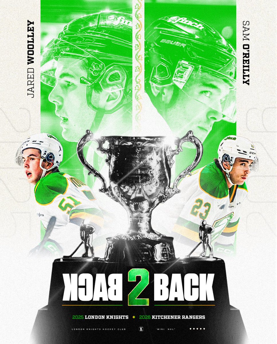 LondonKnights's tweet photo. Green or blue, these guys just win. 🏆🏆
Congrats to back-to-back Memorial Cup champs, Sam O’Reilly and Jared Woolley. https://t.co/yLzzHxyNuR