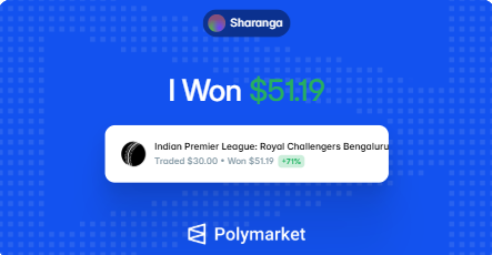 Mr_HandiqueFi's tweet photo. Small wins add up.

I was initially leaning toward Gujarat Titans, but changed my mind at the last moment and backed RCB for a happy ending. https://t.co/x23Ir6gr3O