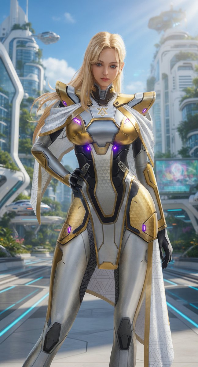 RhiannonInSL's tweet photo. I had some fun snagging images from Pinterest and enhancing them. Unfortunatley I have no original source or artist for this one, but whoever it is created a stunning character.
#AIart #derivativework #scifi #sfw https://t.co/AtN9QHH6vd