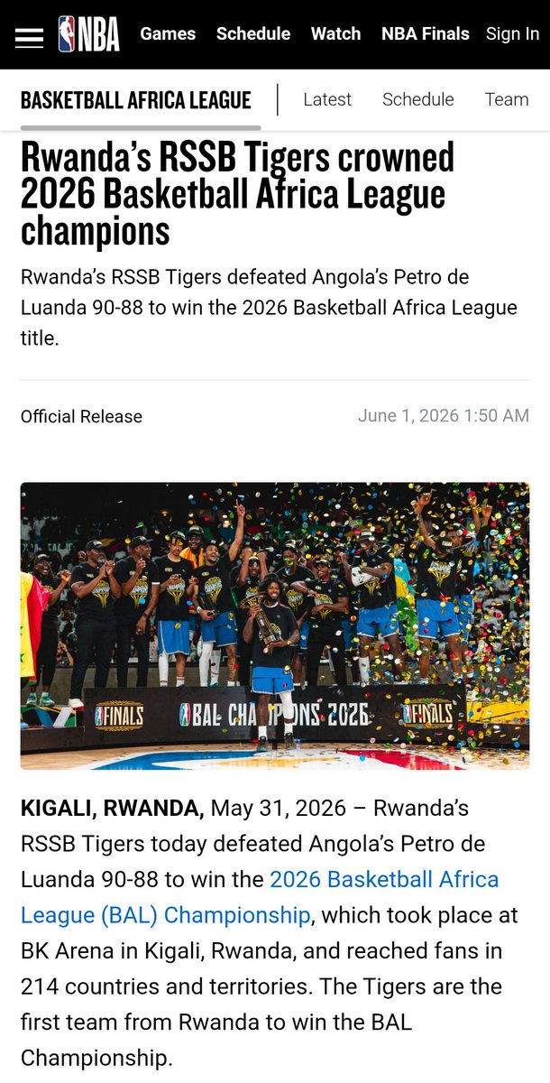 FactsOnRwanda's tweet photo. RWANDA

From the sanctioned to the champions

The story of Rwanda's resilience arrives at the Global Basketball. 🏀🇷🇼 #VisitRwanda #NBA #BAL #Basketball #FactsOnRwanda https://t.co/ADoFgTv5er