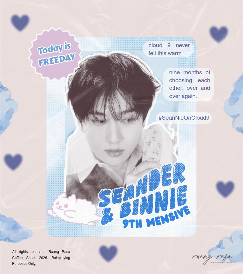 keruangrasa's tweet photo. ㅤ
𝘛𝘰𝘥𝘢𝘺  𝘪𝘴  𝘍𝘙𝘌𝘌  𝘋𝘈𝘠.ᐟ

June  1st,  2026:
𝗦𝗲𝗮𝗻𝗱𝗲𝗿  &amp;  𝗕𝗶𝗻𝗻𝗶𝗲  𝟵𝘁𝗵  𝗺𝗲𝗻𝘀𝗶𝘃𝗲
#SeanNieOnCloud9 

Come  celebrate  this  special  day 
Everything  is  𝑭𝑹𝑬𝑬 only for today
at  Ruang  Rasa!  💝

🖇️ @oateezsan &amp; @ShotCalledUltra 
ㅤ https://t.co/nOMzTlTktd