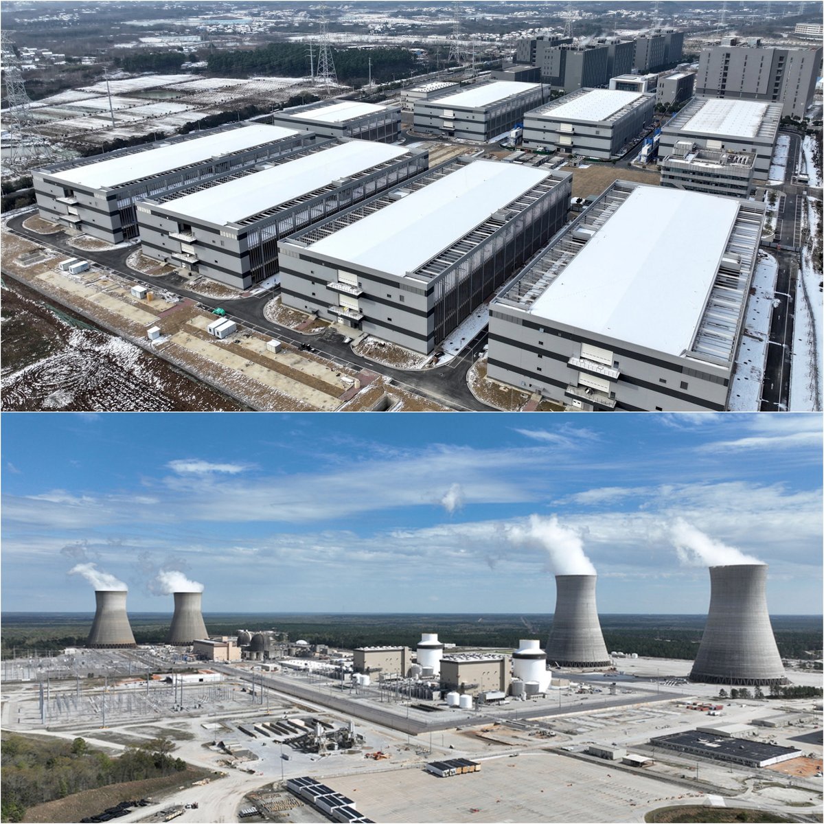 AmberWoods100's tweet photo. Think of data centers as the nuclear power plants of the digital age.

They consume massive amounts of power and water, reshape entire communities, attract government support, create environmental hazards, and are increasingly treated as critical national infrastructure.

The difference is that nuclear plants generate power.

Data centers consume it.