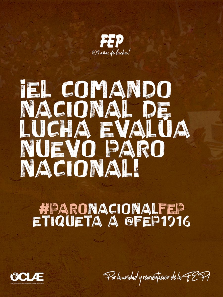 FEP1916's tweet photo. ¡Sr(a), @RobertoSanchP y @KeikoFujimori, escuchen a los estudiantes! La lucha de las bases que hoy conducen la FEP es justa, no nos cansaremos hasta lograr nuestros objetivos.

Plataforma Nacional de Lucha: https://t.co/2sYKz6QEm9

#ParoNacionalFEP https://t.co/36cF2BoOBy