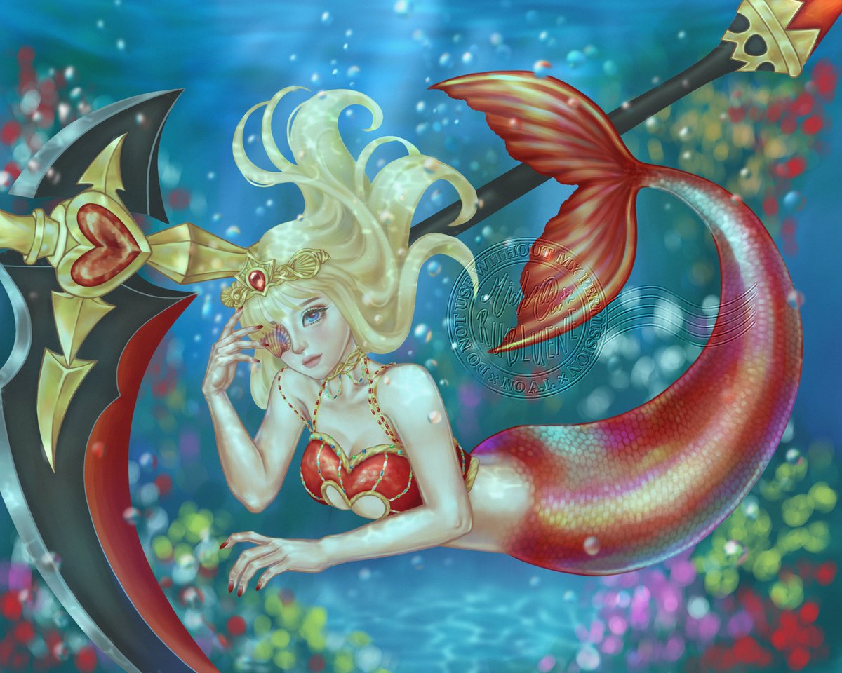 rubluene's tweet photo. Guys I finally finish this piece!! What do you think of mermaid Ruby from MLBB? 🧜‍♀️♡ #mermaid #mermay #digitalart 

I'm always open to #artmoots!! https://t.co/sDn7XMkC09