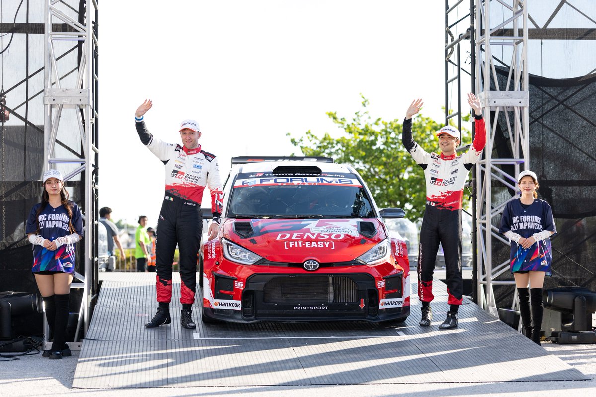 TGR_WRC_NextGen's tweet photo. From the podium 🏆🤩

#ToyotaGAZOORacing #WRC #ChallengeProgram #GRYarisRally2 #RallyJapan https://t.co/x0ZXLLFXQR