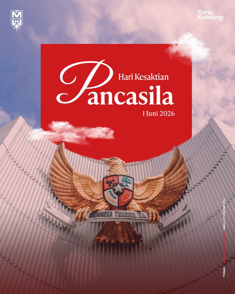 malutunitedfc's tweet photo. Selamat Hari Lahir Pancasila

Berbeda suku, budaya, dan keyakinan, tetapi tetap berdiri dalam satu semangat Indonesia.

#MalutUnited #LaskarKieRaha #Toma #BRISuperLeague #TomaKalesang https://t.co/s8gTYZRJYo