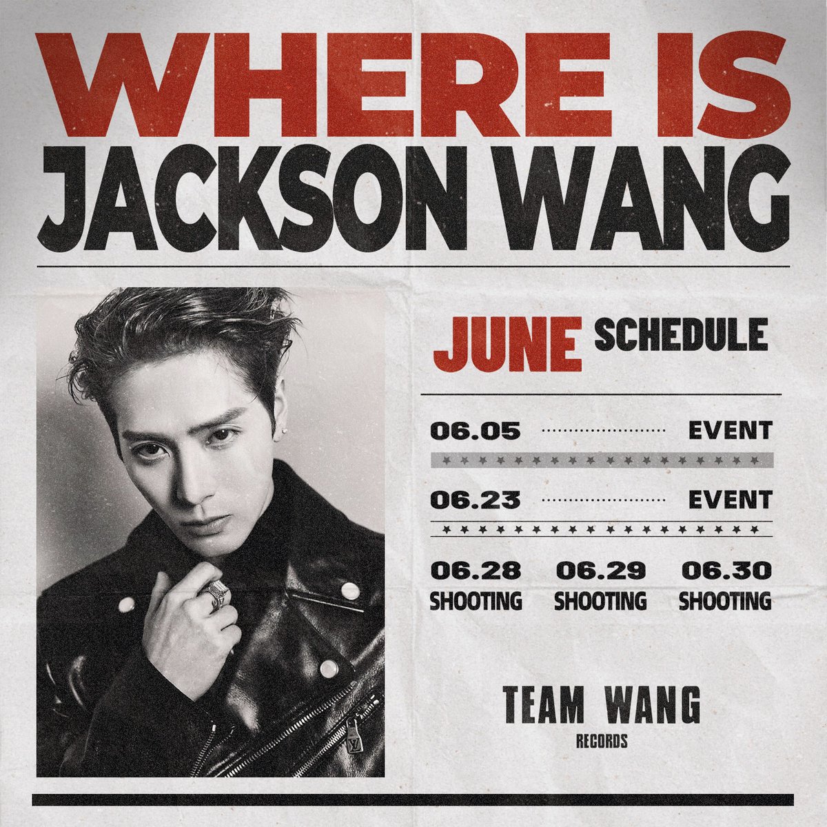 JacksonWGlobal's tweet photo. [TEAMWANG] ,260601

Jackson Wang's June schedule
5: Event
23: Event
28: Filming
29: Filming 
30: Filming 

#JacksonWang #王嘉尔 #잭슨 #TEAMWANG @JacksonWang852 https://t.co/imJh0UrJaq