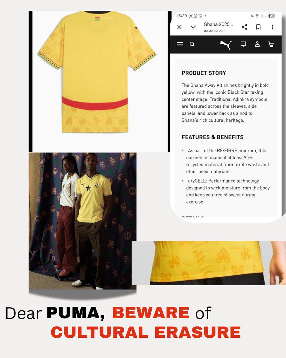 adanudzesiwo's tweet photo. Dear  @PUMA , your (Black Stars) @BlackStarsGhana  jersey design transcends sportswear and enters Ghana’s fraught terrain of ethnic politics and national identity by conflating the distinct Eʋe AÐAŊU DZESIWO, Ga Samai, and Akan Adinkra symbols under the single label “Adinkra, https://t.co/Tt5tUbsDcr