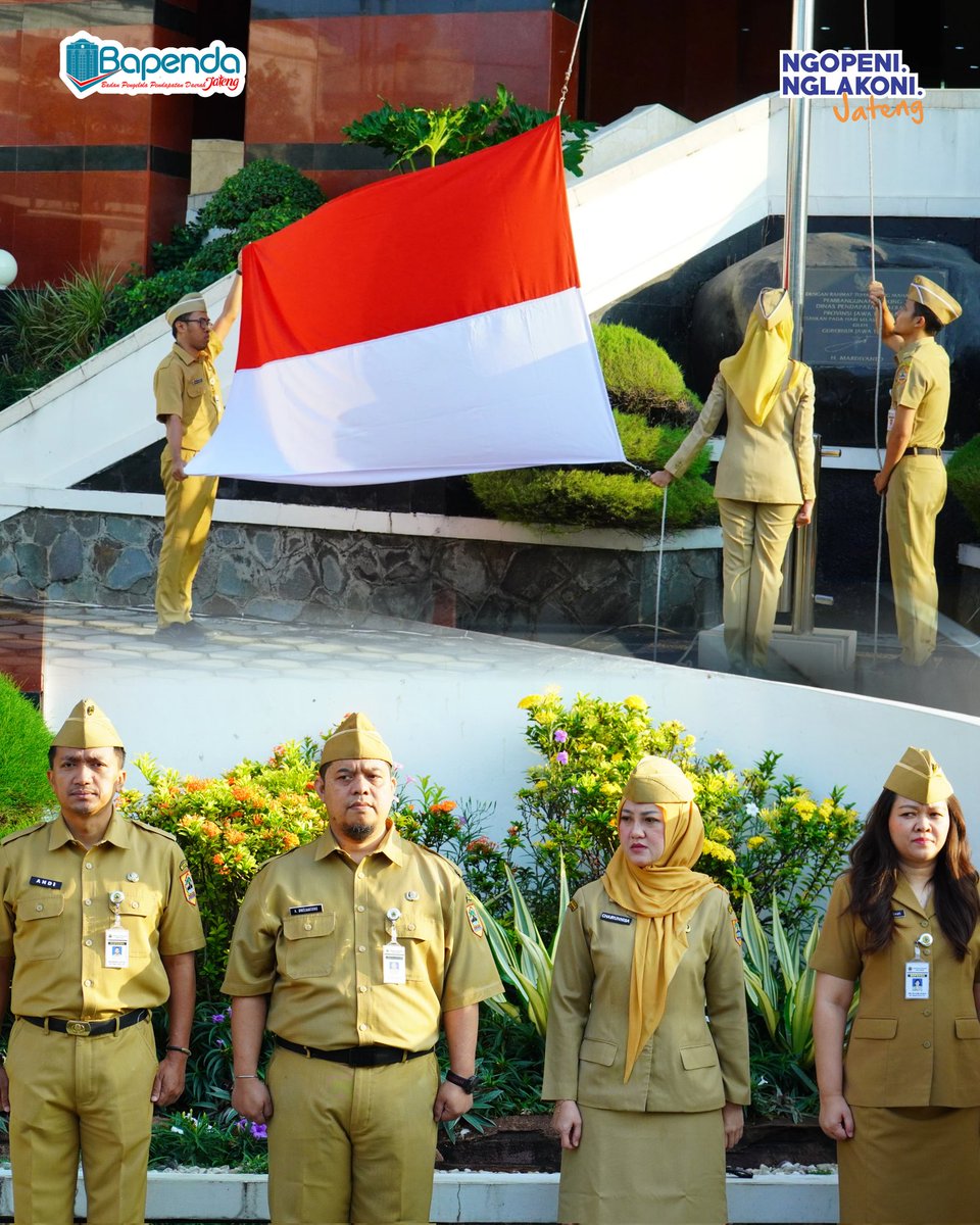 BPPD_JATENG's tweet photo. Upacara Bendera Peringatan Hari Lahir Pancasila Tahun 2026 di lingkungan BAPENDA Prov. Jateng dilaksanakan pada Senin, 1 Juni 2026.Kegiatan ini dipimpin oleh Kepala UP Basis Data Pajak dan Retribusi, Bapak Martius Apun Heses, S.Kom, M.Kom. dan diikuti oleh seluruh pegawai. https://t.co/9ONGAkTEmY