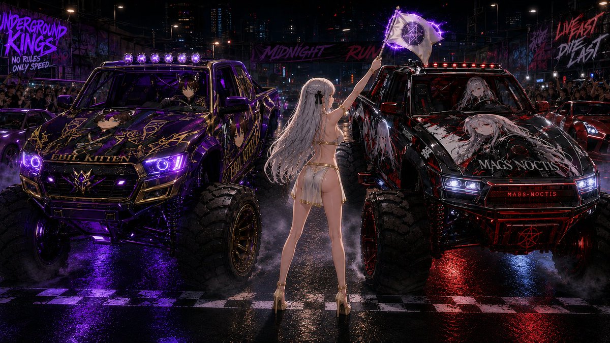 EbilKittenVT's tweet photo. @EvaGlitchAI Club Tartarus
Where we race monster trucks...
Or in @Exarchos Exa's case...  Dump Truck. https://t.co/IR2XplBtCn