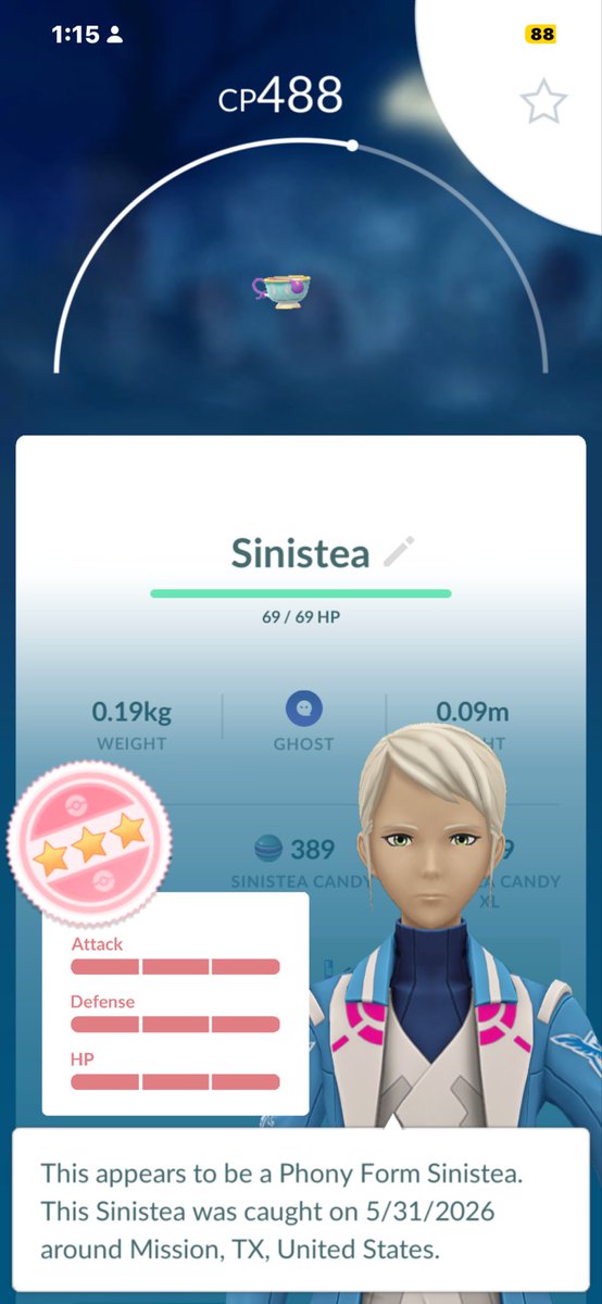 RealBobbyGo's tweet photo. I caught a Hundo Sinistea #LetsGo #Pokemon #PokemonGo #Hundo #HundoHunter #PokemonFriends https://t.co/hniCOGsmwI