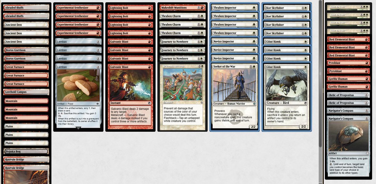 StrataGames's tweet photo. Took Boros Synth off the shelf and immediately trophied with it. Video tomorrow.

2-0 Jund Wildfire
2-1 Grixis Affinity
2-1 Dimir Faeries
2-0 Gruul Ponza
2-1 Infect

#mtg #magicthegathering #mtgpauper https://t.co/VOW28bg3qh