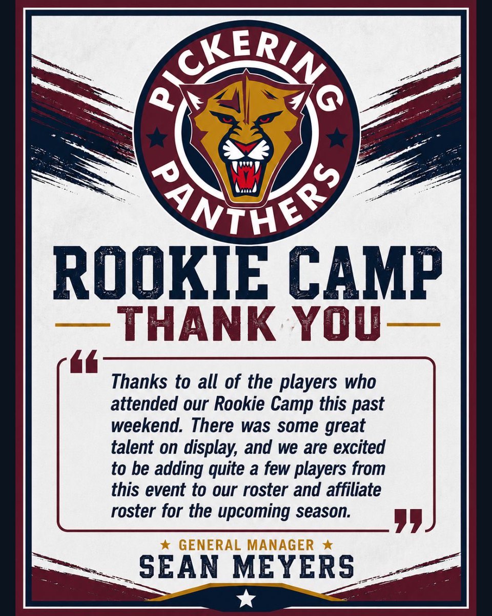 PanthersOJHL's tweet photo. Thanks to All Players and Staff for this weekends Rookie Camp

#PlacetoPlay #OJHL https://t.co/6NUuQJPZT7