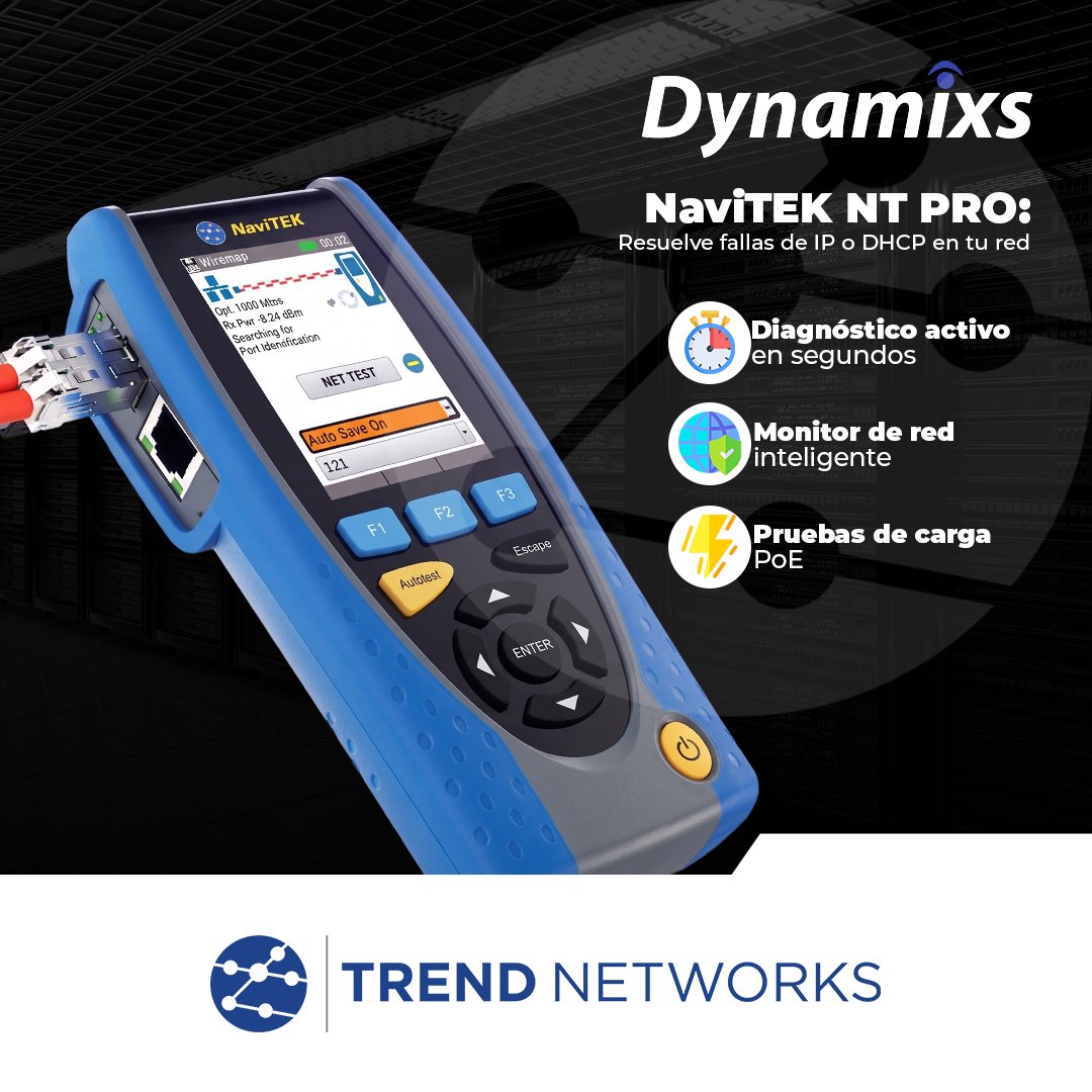 DynamixsTechCR's tweet photo. ¡Rastrea fallos IP/DHCP en segundos!

NaviTEK NT Pro de @trendnetworks es el comprobador de redes de cobre/fibra definitivo:
✅Mapeo activo y errores IP.
✅Test de DHCP, DNS y pasarela.
✅Detección VLAN y PoE.

¡Disponible en @DynamixsTechCR!
https://t.co/PloHikfbBH

#dynamixscr https://t.co/iur3GlZvOD