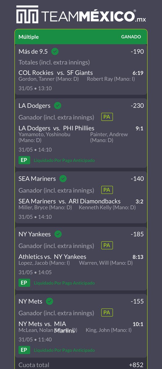 ElQuiks14's tweet photo. LA MERAAAA CREMAAAA, volvimos a ganar otro momio sabroso 
Otro +852🔥🔥🔥🔥😜⚾️
@MikloApp @Tigpha https://t.co/VkWgqn17Kr