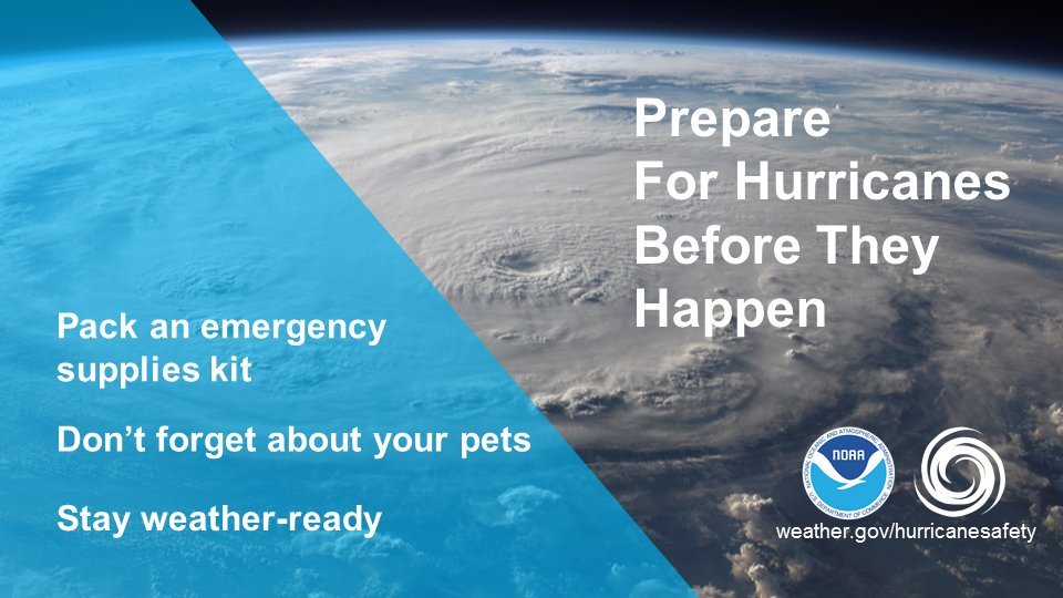 NWSRaleigh's tweet photo. The Atlantic hurricane season starts tomorrow (June 1st) and runs through November 30th. 

Get ready with an Emergency Kit that includes at least 3 days of food and water.  Lean more https://t.co/NO1L9Bpiji https://t.co/QPjXnw4voF