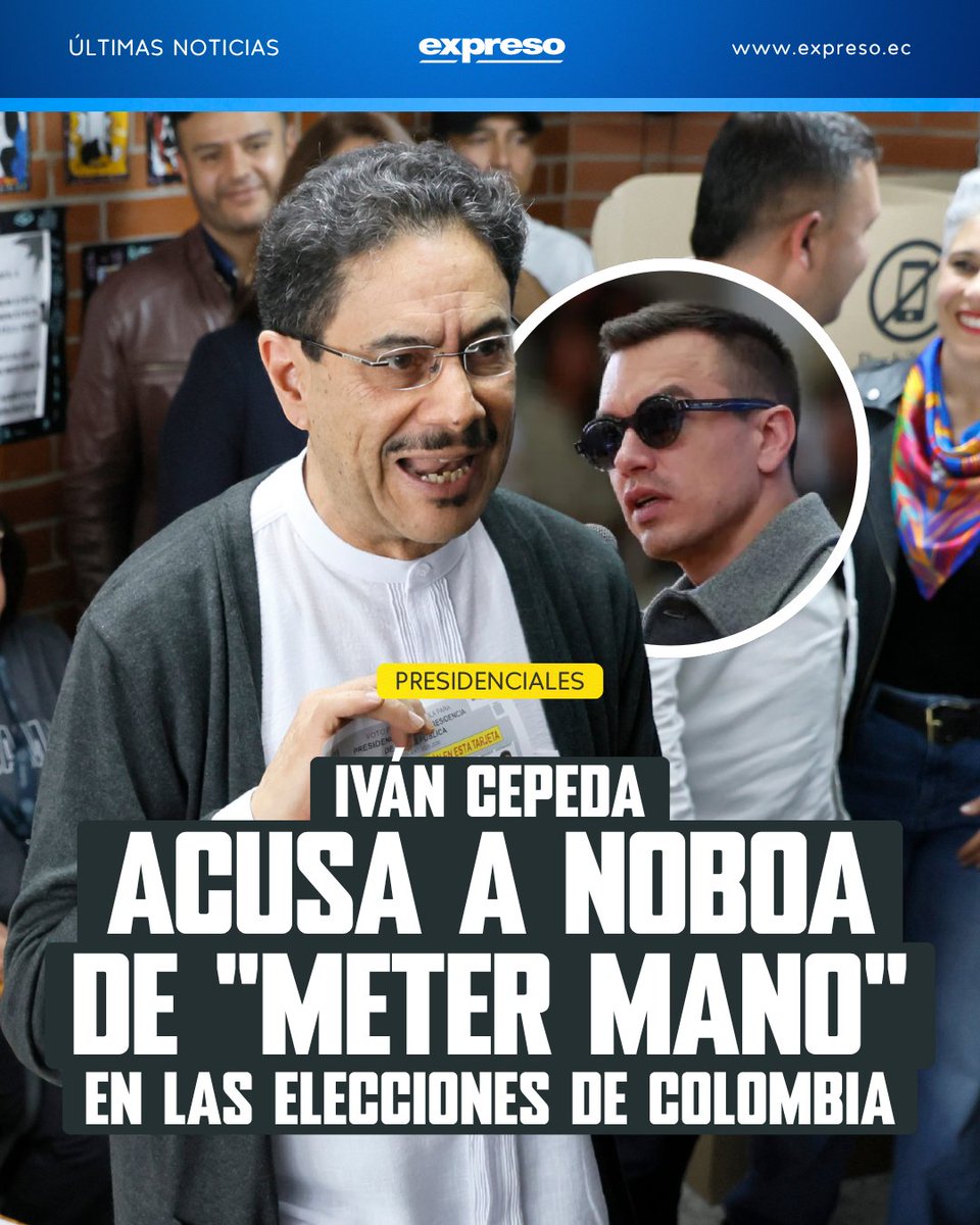 Expresoec's tweet photo. El candidato Iván Cepeda aseguró que no reconoce los resultados de las elecciones en Colombia. Además, acusó al presidente de Ecuador, Daniel Noboa, de haber metido mano en los comicios al estar "complotado" con Abelardo De la Espriella.

Lee más 👇
https://t.co/vaLDgFp8Ql https://t.co/eCctC0p5ao