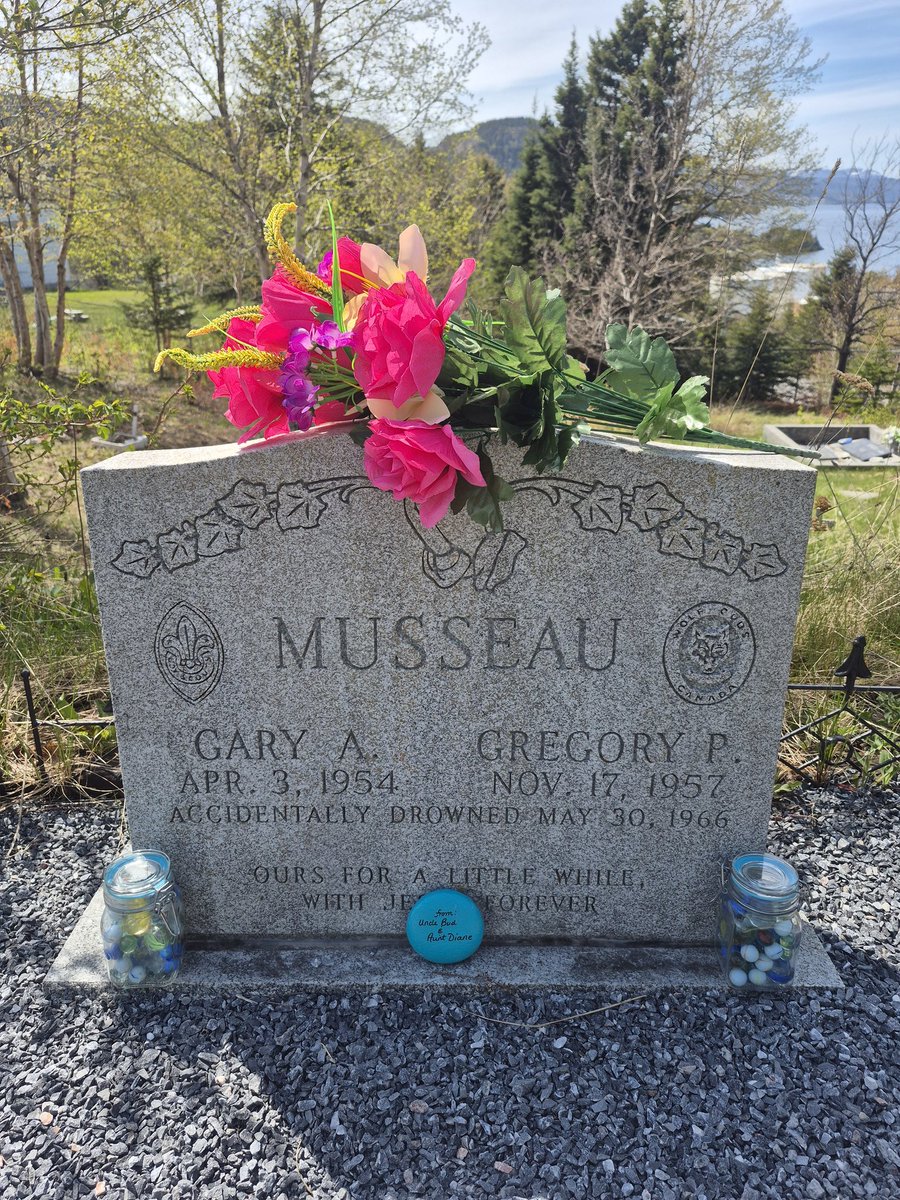 BMusseau's tweet photo. Went to visit my brothers graves today. They accidentally drowned 60 years ago. I dont remember them as I was too young when it happened but I still have their marbles. Wish I could have known them ❤️ https://t.co/cHOTbip6np