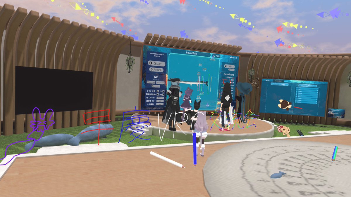 waseda_Virtual's tweet photo. 先日、慶応SFCVRサークル(@sfcvr)様とVRChatにてV研会員数名で交流会に参加させていただきました！
会員同士、ゲームや談笑をしつつとても盛り上がる場となったと思います！
慶応SFCVR サークル様、楽しい交流会を企画してくださりありがとうございました！ https://t.co/lPiZlo8y1i