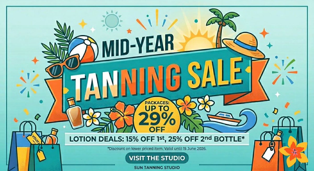 info_tanning's tweet photo. ☀️ The Mid-Year Tanning Sale ☀️

​✨ Tanning Packages – Up to 29% OFF
Stock up, save big &amp; keep your tan flawless all season long.

​🧴 Lotion Deals

-​15% OFF your first bottle of tanning lotion
-​25% OFF your second bottle (Discount applies to the lower-priced item) https://t.co/ayeX6mwQ2B