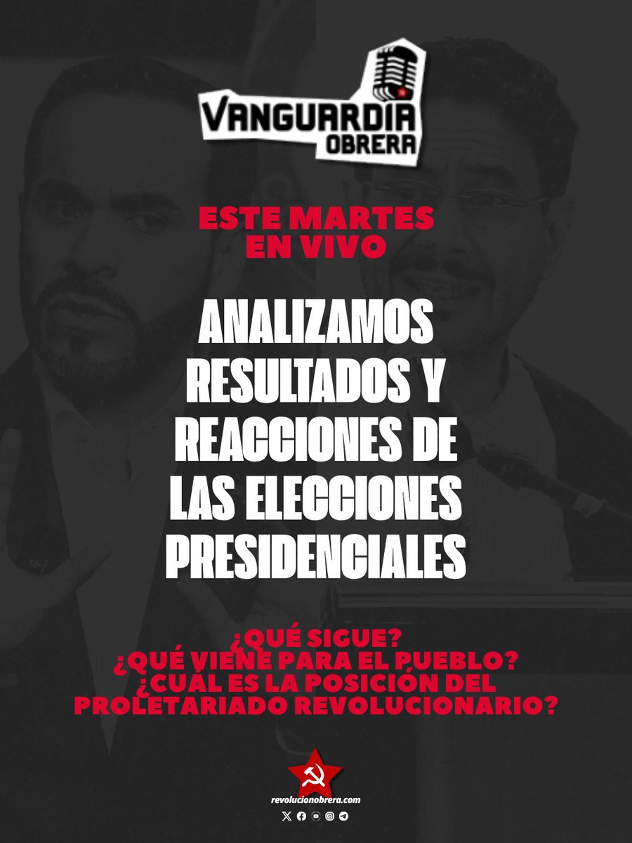 mlm_red's tweet photo. Este martes 2 de junio no se pueden perder el análisis de Vanguardia Obrera, sobre esta primera vuelta de las elecciones presidenciales.

A las 7:30pm vivo por nuestro canal de YouTube. https://t.co/FfIgZNzKcD